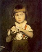 Bertalan Szekely Boy with Bread and Butter oil painting